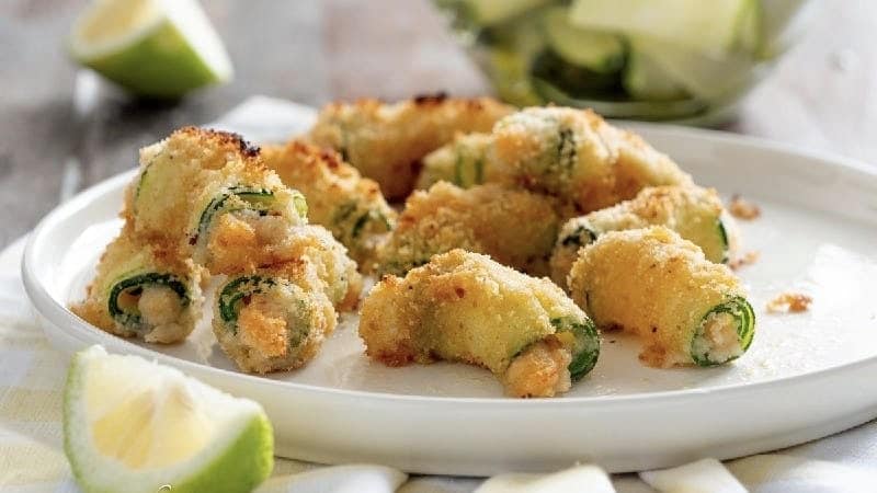 Rouleaux de courgettes et crevettes