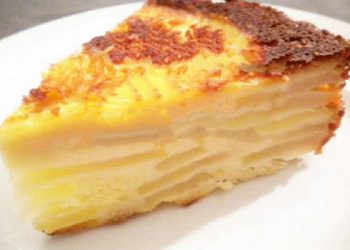 4 pommes 100 g de farine, une cuillère à café de levure chimique 70g de sucre en poudre