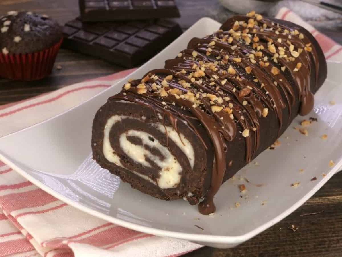 Bûche de Noël au chocolat à la crème de mascarpone sans cuisson