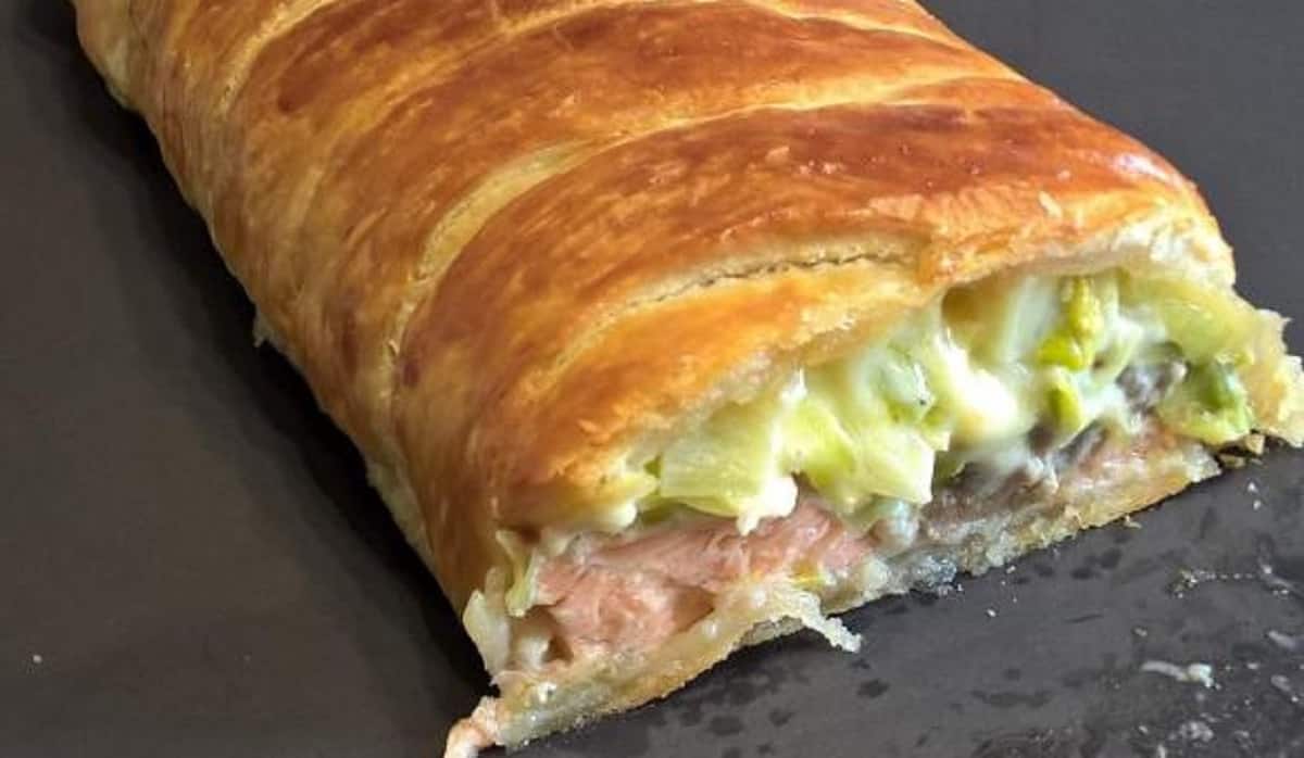 Feuilleté de saumon et poireaux