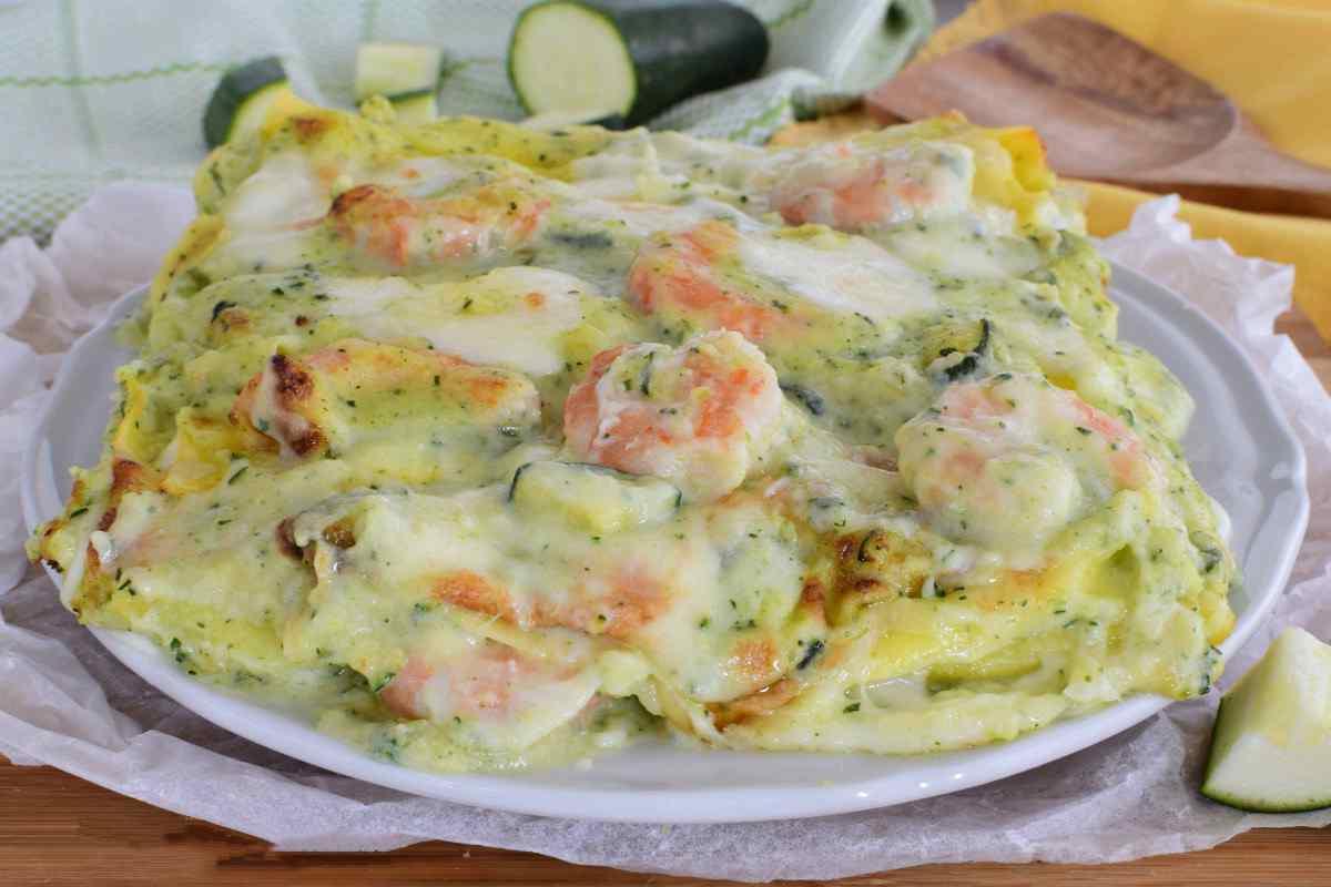 Lasagne aux courgettes et crevettes